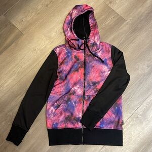 Empyre Wntr Collection Pink and Purple Full Zip Galaxy Hoodie. Has thumb holes.